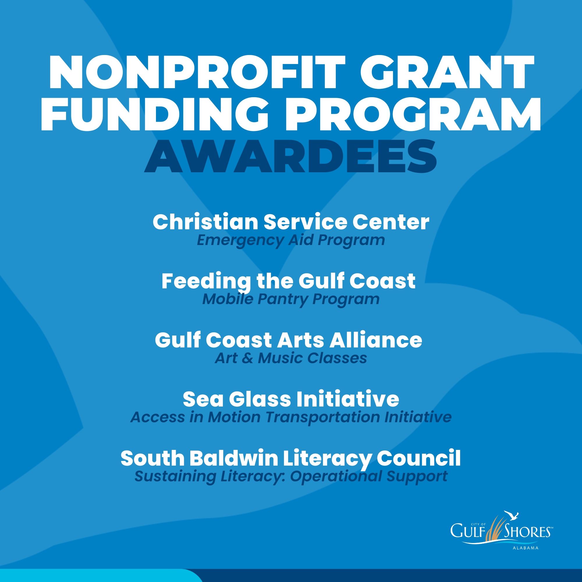 Nonprofit Grant Funding Program Awardees Graphic